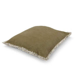 olijfgroen kussen van zijkant