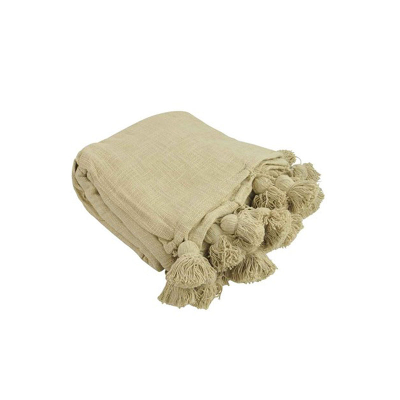 handgeweven deken in de kleur beige
