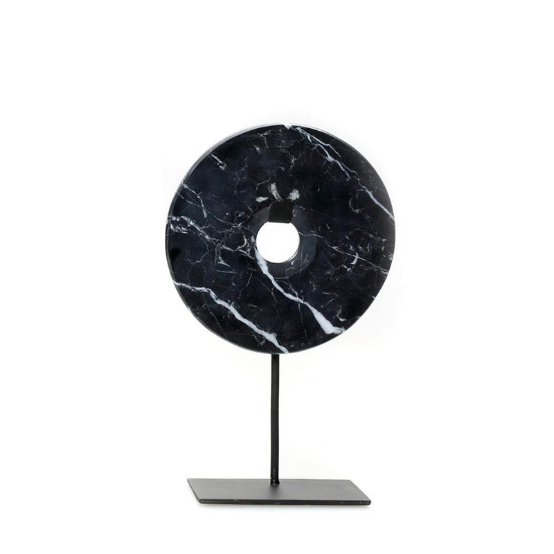 The Marble Disc on Stand zwart